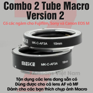 Combo 2 ống Tube Macro AF Meike MK-S-AF3A dành cho máy ảnh Fujifilm, Sony, M4/3 và Canon EOS M - Ngàm chụp Macro