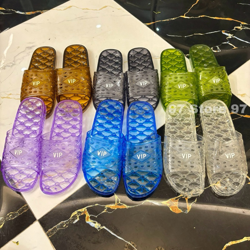 Dép nhựa vip, dép đi trong nhà tắm trong suốt chống trơn trượt, dép đi nhà vệ sinh có lỗ thoát nước - hàng loại 1