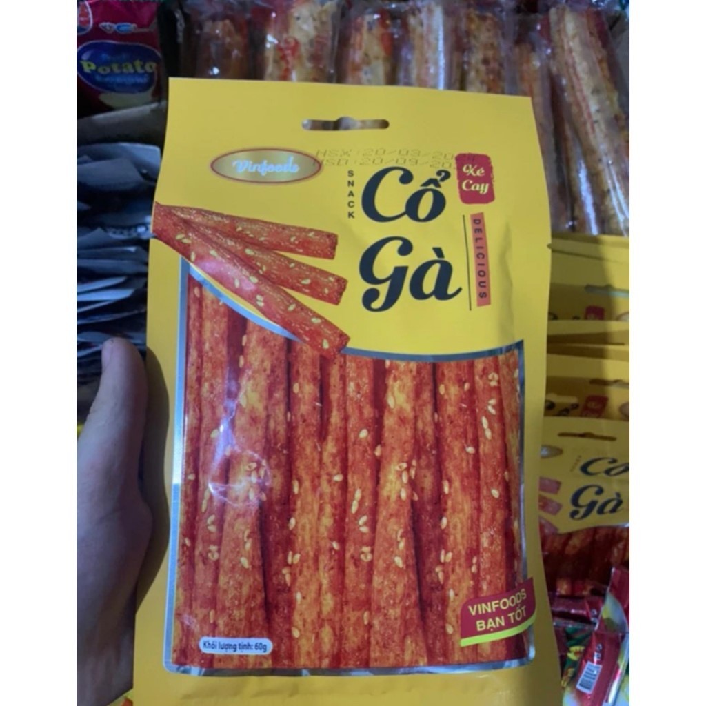 Bán sỉ Snack Cổ gà xé cay Vinfoods bịch 20 gói 60g thơm cay