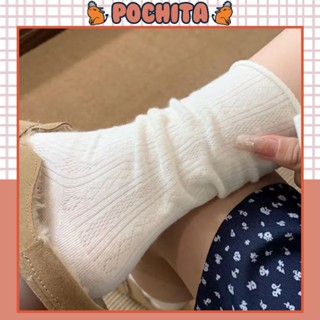 Tất Ren Nữ Lolita, Vớ Cổ Cao Trắng Đen Họa Tiết Vintage Phong Cách Tiểu Thư, Tất Cao Cổ Vải Mỏng Mềm Mại, Thoáng Khí