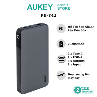 Pin Sạc Dự Phòng Aukey Sprint X PB-Y42 20.000mAh - Hỗ Trợ Sạc Nhanh 30W USB-C & PD 3.0 - Hàng Chính Hãng