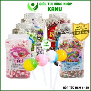[Hũ 200 cái] Kẹo mút mini cầu vồng TiangChang nhiều vị (đào, táo, nho, sữa bò, cola) đồ ăn vặt ngon rẻ cho bé