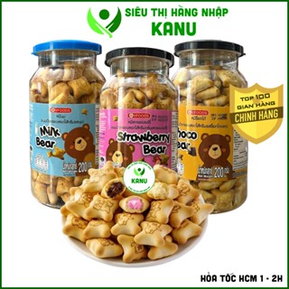 [3 vị] Bánh gấu nhân kem 3 vị socola, dâu và sữa Vfoods Thái Lan 200g