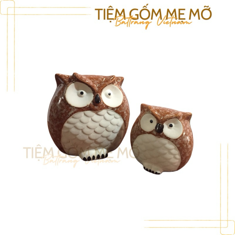 Bộ cú lùn decor trang trí gốm sứ Bát Tràng
