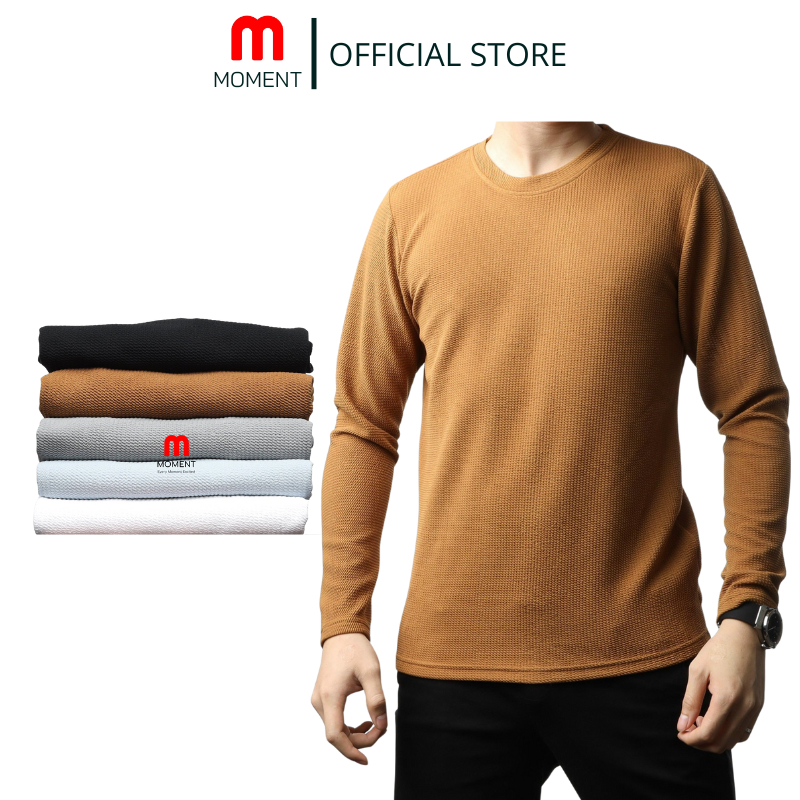 Áo thun nam dài tay mặc mùa thu đông phong cách trẻ trung, chất liệu cotton xốp, họa tiết trơn