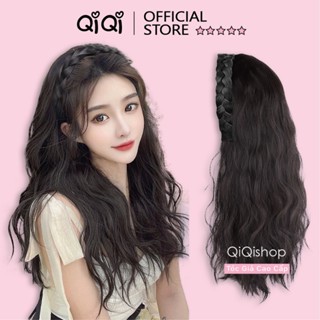 Bộ tóc giả nửa đầu xù xoăn xù mì, có gắn bờm tóc giả Qiqishop - Tóc giả nửa đầu xoăn xù mì dài 60cm