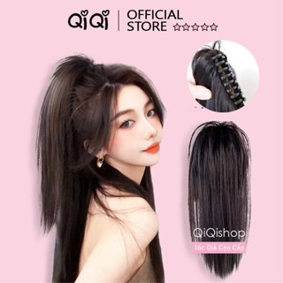 Búi Tóc Giả Kẹp Đuôi Ngựa Thẳng Y2K - Búi Kẹp Cao Phong Cách Hàn Quốc QiQiShop