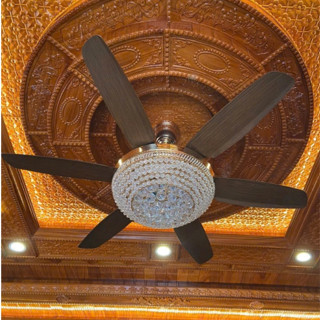 Quạt Trần Đèn 6 Cánh Chao Chùm Pha Lê K9 Cao Cấp Trang Trí Phòng Ngủ Phòng Khách 3 Chế Độ Sáng_ ĐÈN LED NHẬP KHẨU