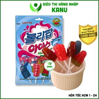  Kẹo mút Lotte 4 vị trái cây Hàn Quốc dạng túi 132g kẹo cho bé vị dâu dưa hấu cola soda 
