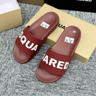  Dép lê nam nữ quai ngang DSQUARED2 đỏ mận dep DSQ ICON dép nam boy phố đế cứng êm chân đẹp 