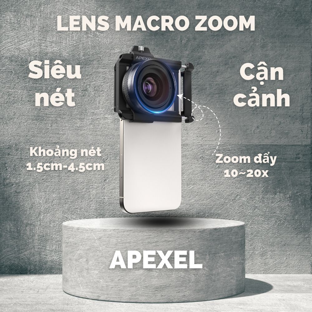 Lens ống kính macro zoom 10-20x 4K HD cho điện thoại Apexel APL-ZM100 T PICARTVN