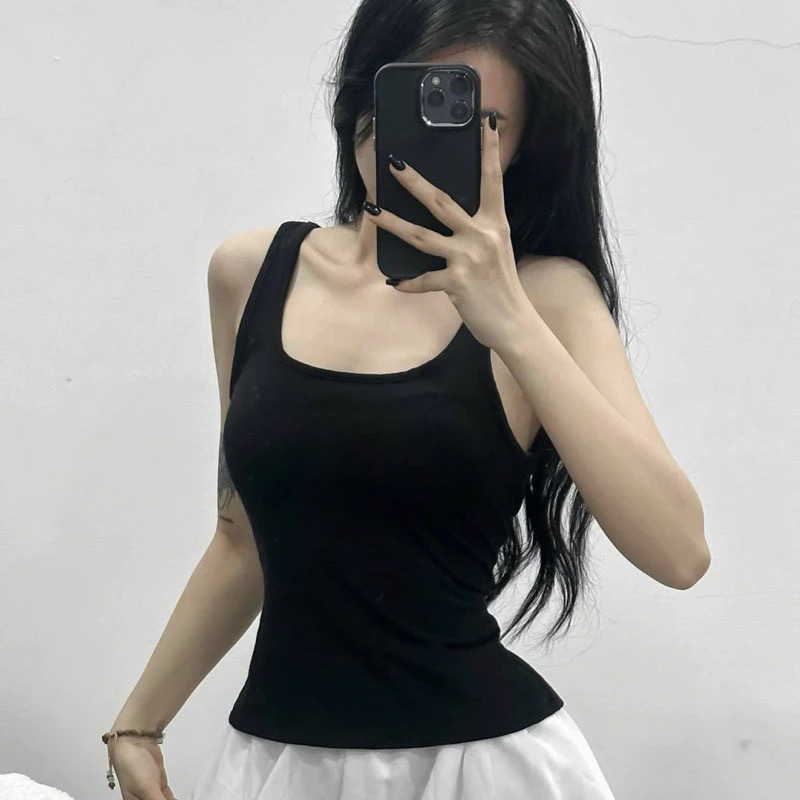 Y1845 Áo ba lỗ cổ u dáng dài , áo ba lỗ hai dây bản to chất liệu thun gân co giãn YUMI BÁN SỈ | BigBuy360 - bigbuy360.vn