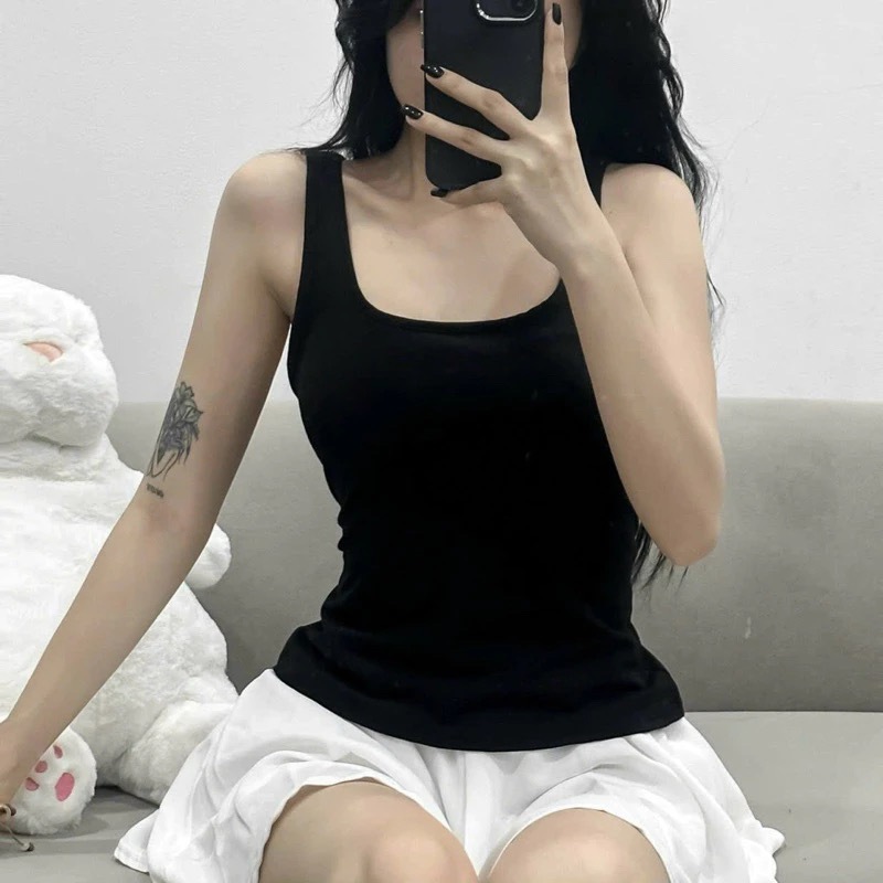 Y1845 Áo ba lỗ cổ u dáng dài , áo ba lỗ hai dây bản to chất liệu thun gân co giãn YUMI BÁN SỈ | BigBuy360 - bigbuy360.vn