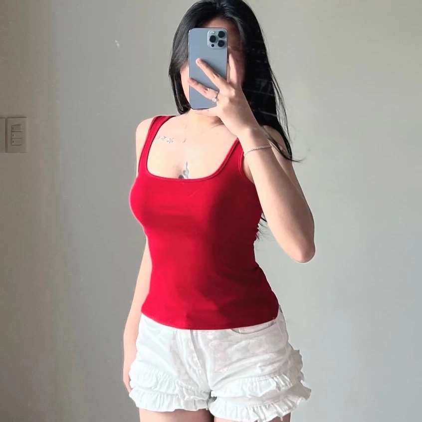 Y1845 Áo ba lỗ cổ u dáng dài , áo ba lỗ hai dây bản to chất liệu thun gân co giãn YUMI BÁN SỈ | BigBuy360 - bigbuy360.vn