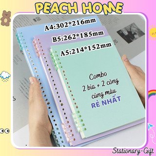  {Chỉ 9k} Bìa Sổ Còng Nhựa Dẻo Màu Basic Thay Được Giấy Size A5 B5 A4 Tự Làm Vở Bìa Binder Refill Peach Home A6 