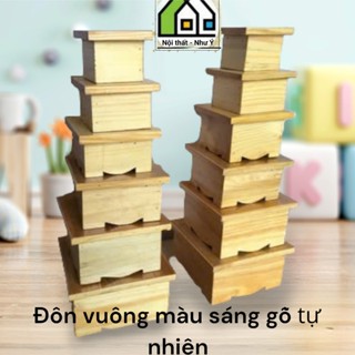Đôn vuông mầu gỗ tự nhiên kê bát hương ,tượng thần tài , vật phẩm phong thủy Mỹ nghệ giá rẻ