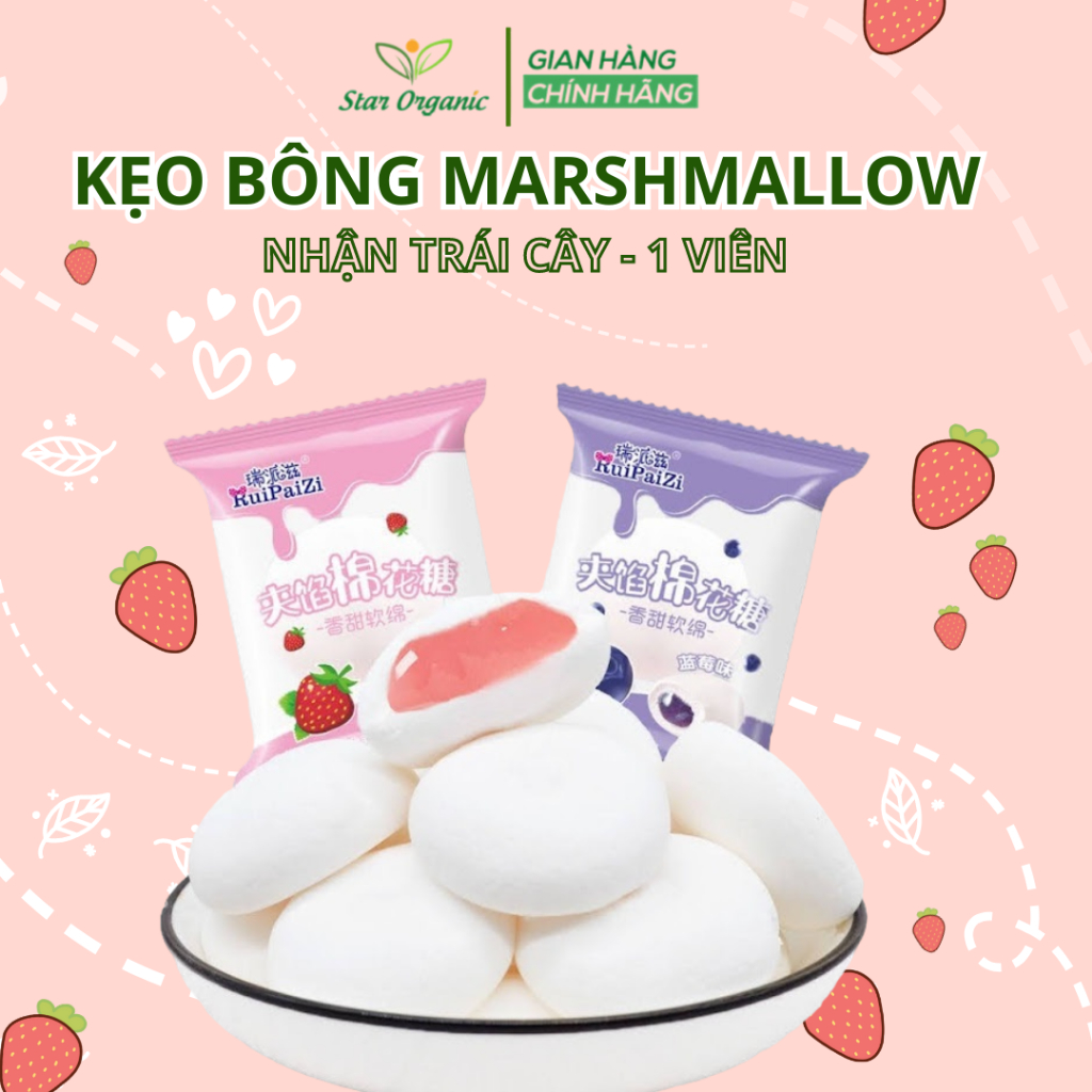 [ 1 VIÊN ] Kẹo Bông Marshmallow Nhân Trái Cây