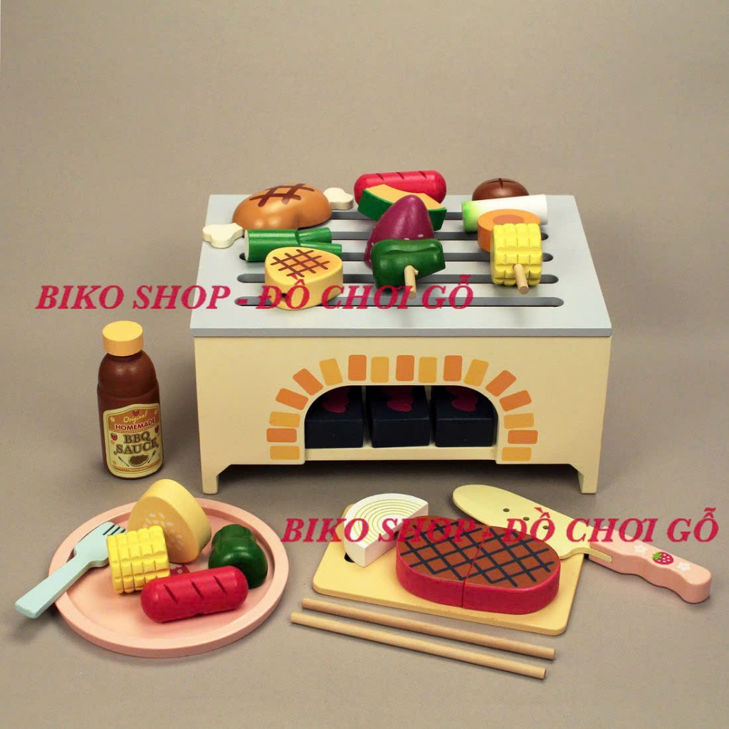 Đồ chơi Bếp nướng BBQ bệt bằng gỗ( nhiều mẫu) - 𝐁𝐈𝐊𝐎 𝐒𝐇𝐎𝐏