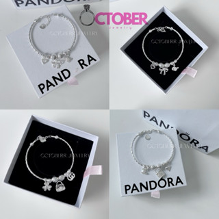 Vòng tay bạc nữ October jewelry - Lắc tay mix cham cao cấp chất liệu bạc không han gỉ