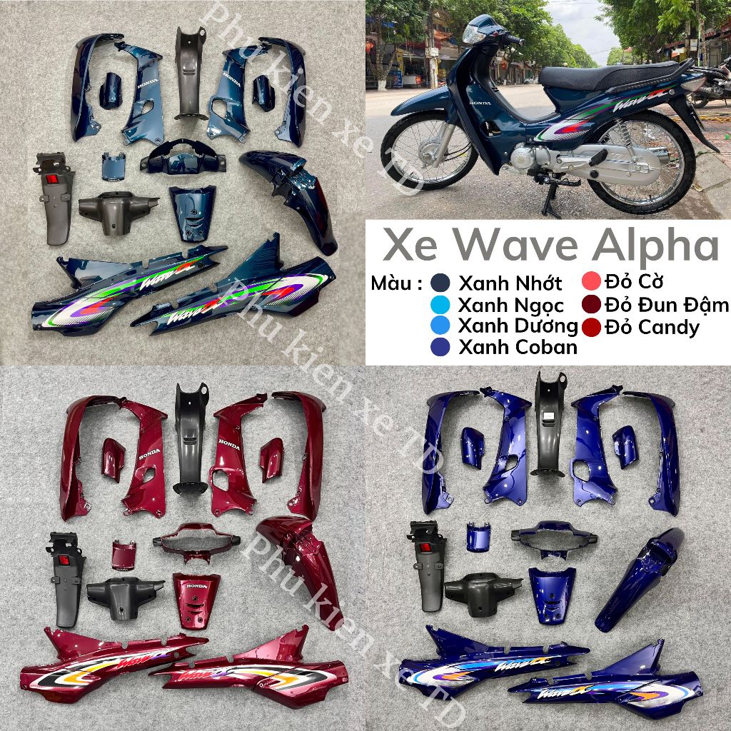 Dàn Áo Wave Nhỏ, Wave Alpha TD [Tặng Tem 3 Lớp] Bộ Nhựa Wave 100 Đời 1993-2005 - Bộ Áo Xe Wave Anpha