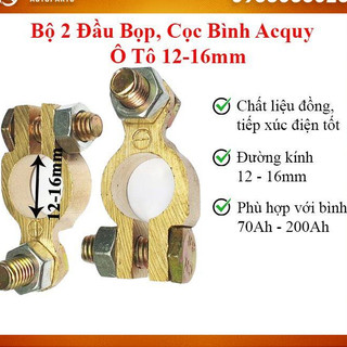 2 chiếc cọc, kẹp đồng cho bình ắc quy trên xe hơi, xe ô tô
