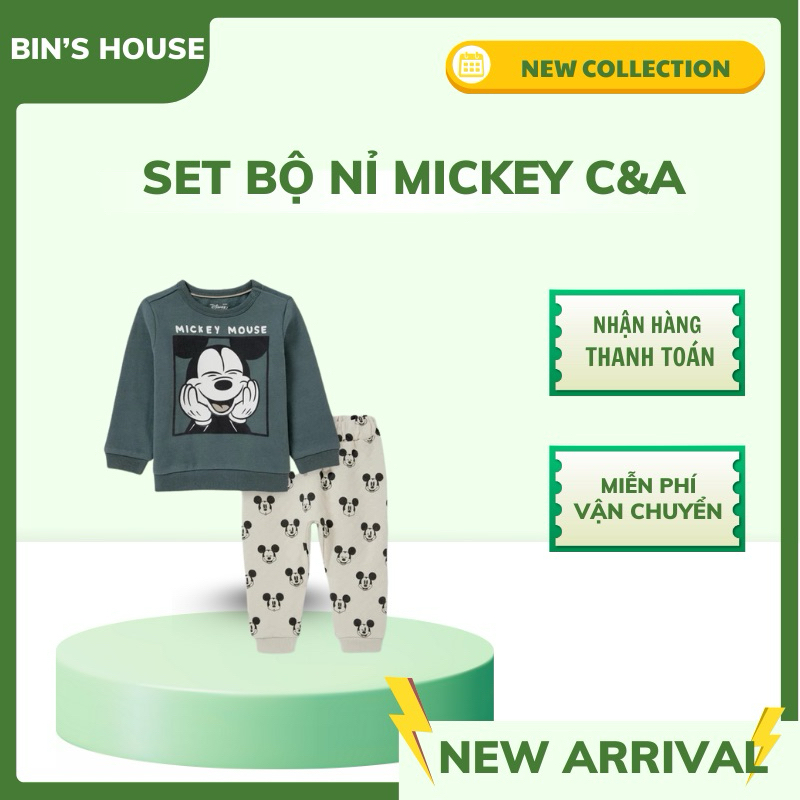 Bộ nỉ Mickey xanh C&A sz 0/3M