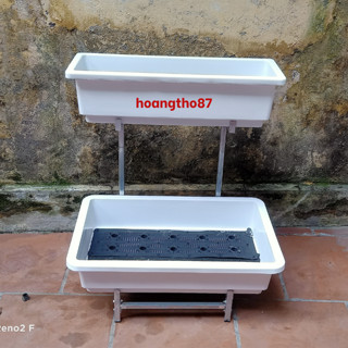 Bộ kệ 2 tầng trồng rau chậu 67 và khay rau 68 thông minh ban công chung cư sân thượng hoangtho87
