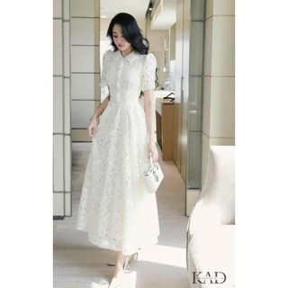 Đầm xòe sơ mi ren dáng dài cao cấp