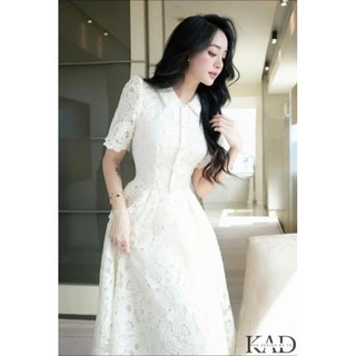 Đầm xòe sơ mi ren dáng dài cao cấp