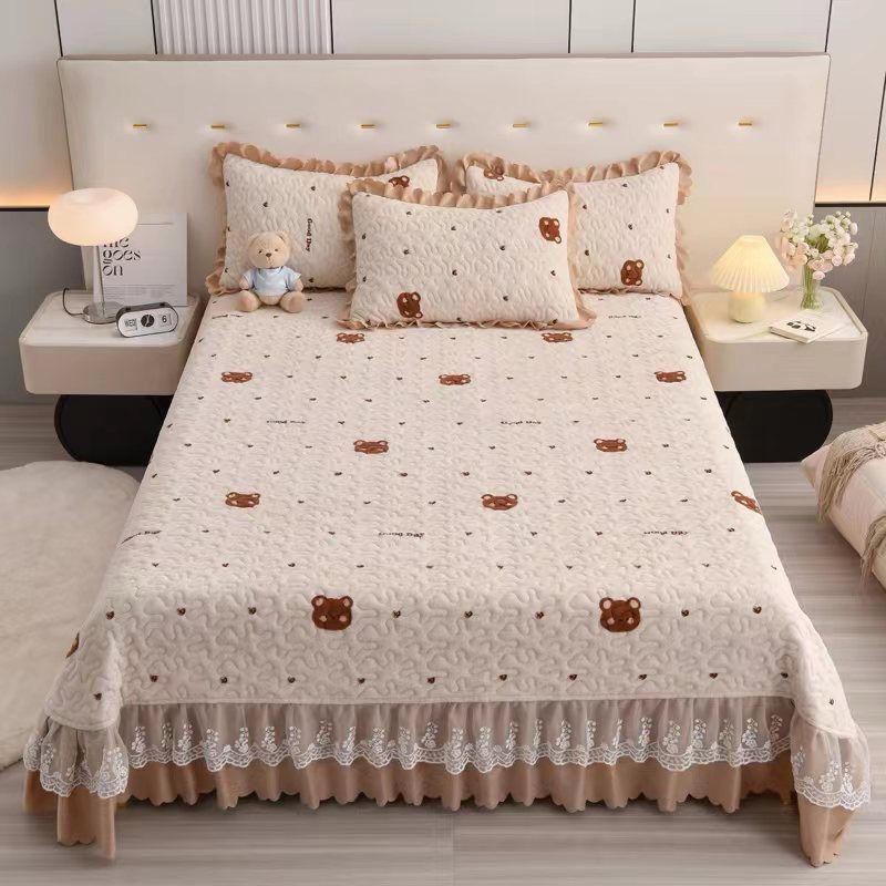 Sét Ga Gối Nỉ Phủ Bèo 3 Món 5d Xinh Xuất Sắc, Ga Trải Giường Họa Tiết Sinh Động Chất Nỉ Mềm Mại Shop