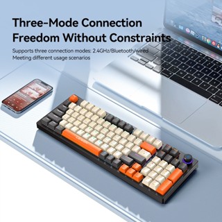 Bàn phím H96 cơ không dây kết nối Bluetooth LEAVEN hỗ trợ hotswap 3 chế độ, keycap xuyên LED