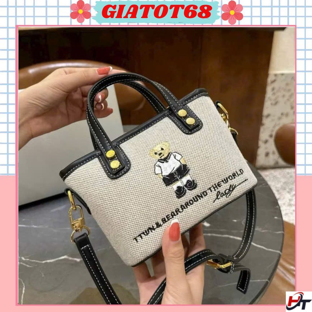 Túi đeo chéo nữ cute đáng yêu thêu hình gấu xinh túi mini đeo vai có quai xách tiện lợi Giatot68 906