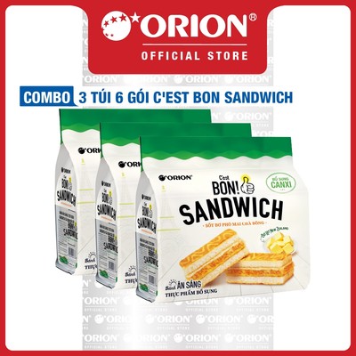 Combo 3 gói bánh ăn sáng C'est Bon Sandwich Sốt Bơ Phô Mai Chà Bông Orion (147G x 6)