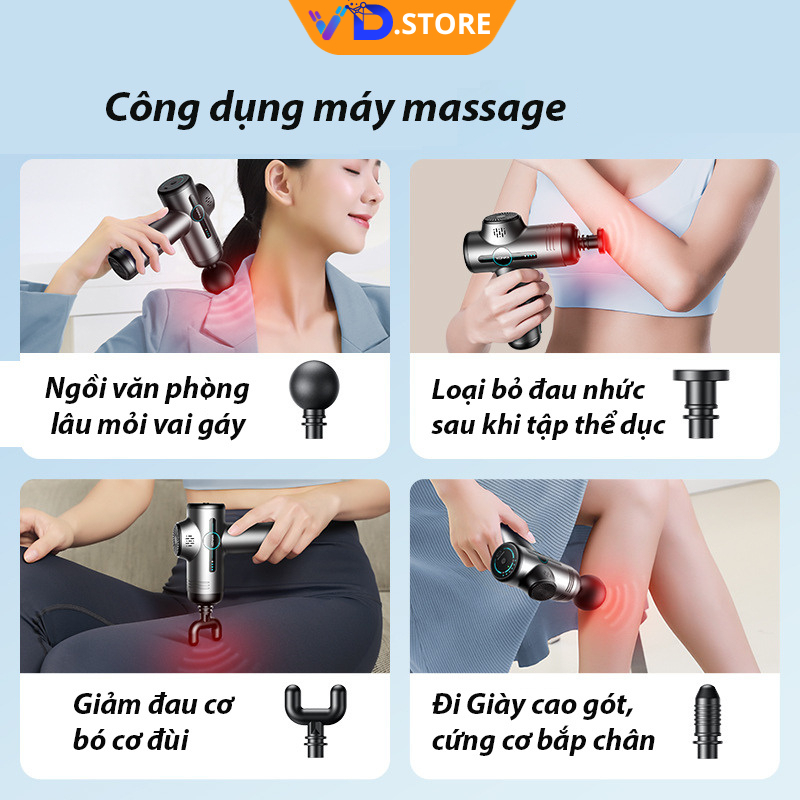Máy massage cầm tay giảm đau mỏi cơ bắp mát xa lưng vai cổ gáy mat xa toàn thân -VD.STORE