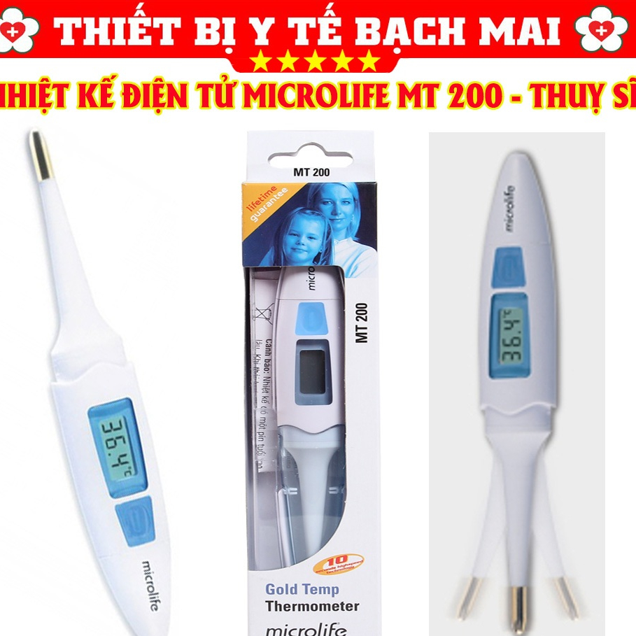 Nhiệt Kế Điện Tử Kẹp Nách MICROLIFE MT200 Đầu Mềm - Đo Nhanh 10 Giây Chính Xác - Đầu Đo Mạ Vàng