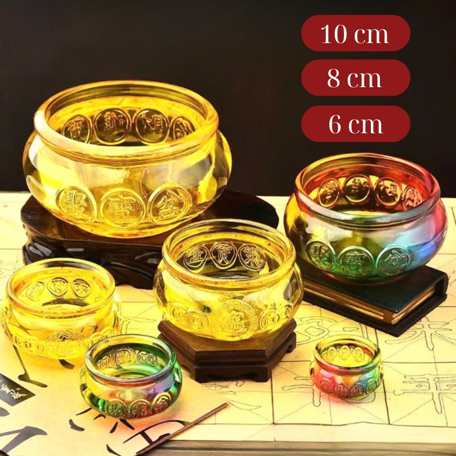 Bát Tụ Bảo Lưu Ly 6-8-10-12cm Cao Cấp – Vật Phẩm Phong Thủy Chiêu Tài Lộc, May Mắn, Thần Tài Thổ Địa