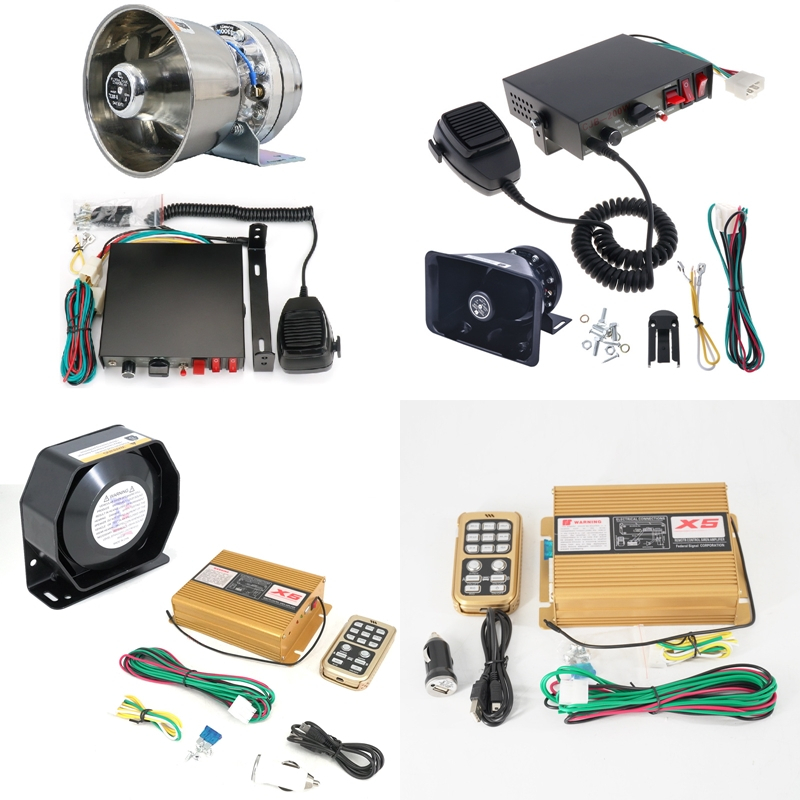 Còi hú, còi báọ động nhiều tiếng, cứu thương, ưu tiên có mic thông báo, amply CJB, X5, 200W, 12V/24V