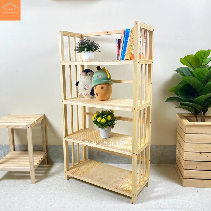Kệ sách đa năng 4 tầng gỗ thông hàng xuất khẩu KT D60 x C120 x R28 | BigBuy360 - bigbuy360.vn