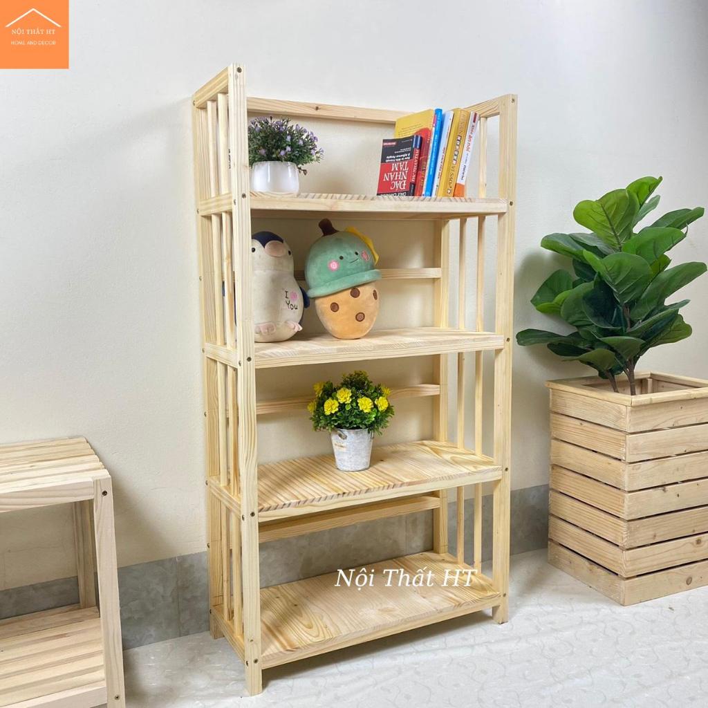 Kệ sách đa năng 4 tầng gỗ thông hàng xuất khẩu KT D60 x C120 x R28 | BigBuy360 - bigbuy360.vn