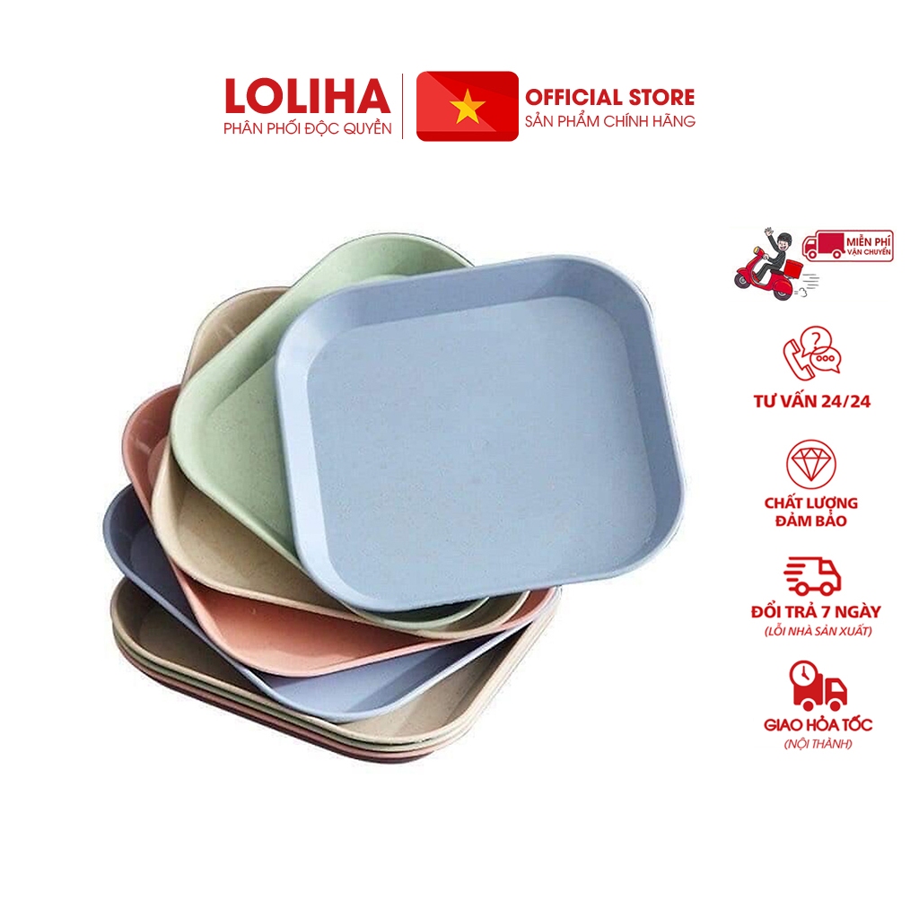 📛FREESHIP📛 Combo 5 Set 8 đĩa vuông lúa mạch kháng khuẩn