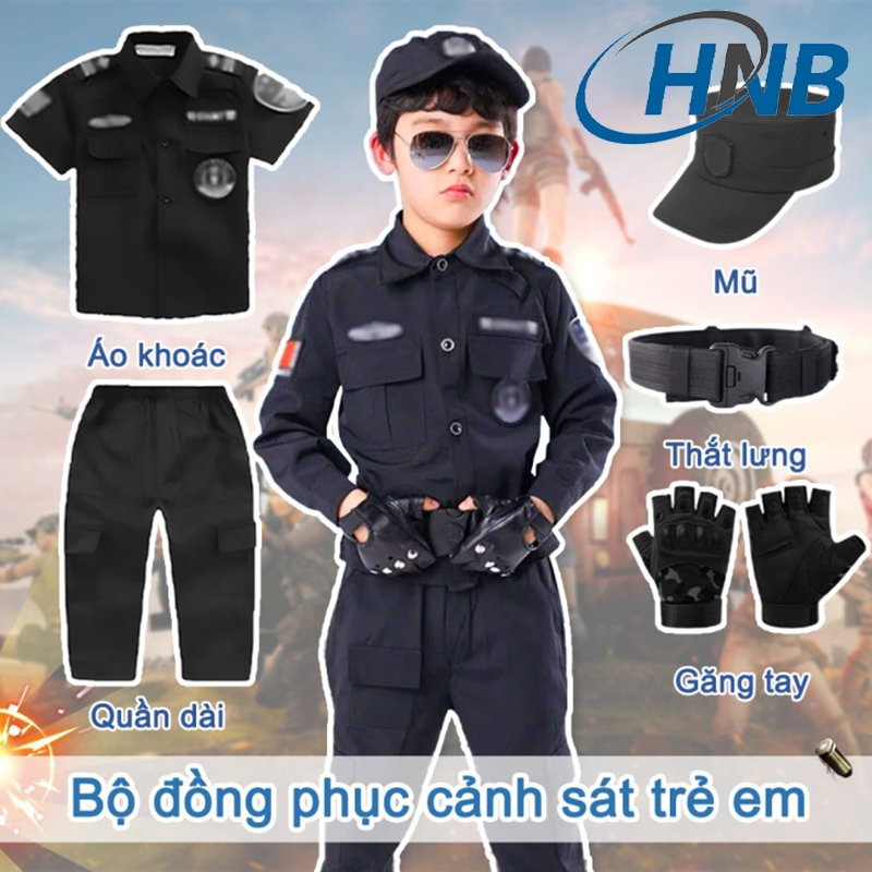 Cảnh Sát Trẻ Em Cosplay Trang Phục Bộ Hiệu Suất SWAT Đồng Nhất Đảng Bé Trai Quân Phục Đầy Đủ Phụ Kiện
