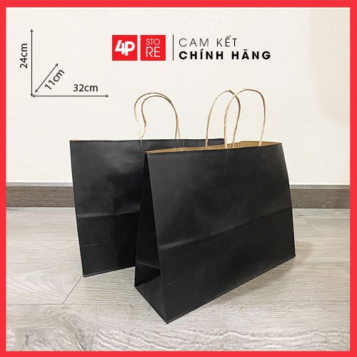 10 TÚI KRAFT ĐEN 32X24X11CM [ NGANGxCAOxHÔNG ] - HỎA TỐC