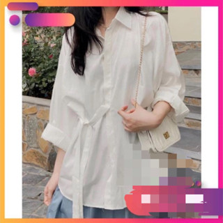 [XẢ KHO] Áo Sơ Mi Trơn Có Dây Thắt Nơ Eo Chất Đũi Mát (Ảnh Thật)