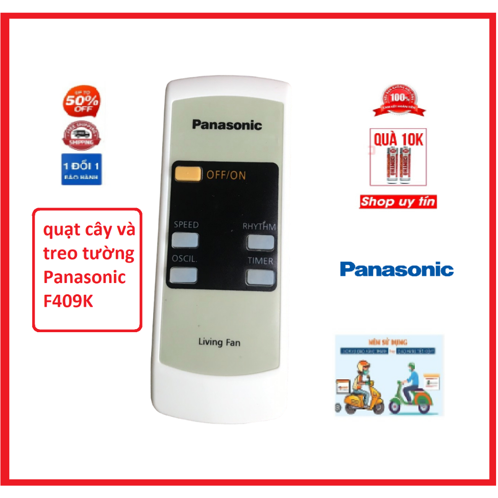 Remote điều khiển quạt cây và treo tường Panasonic F409K - Tặng kèm pin 