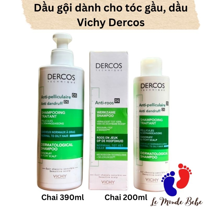 Dầu gội sạch gàu Vichy Dercos Anti Dandruff shampoo tóc dầu bết, nấm da đầu, dầu gội dưỡng tóc bio
