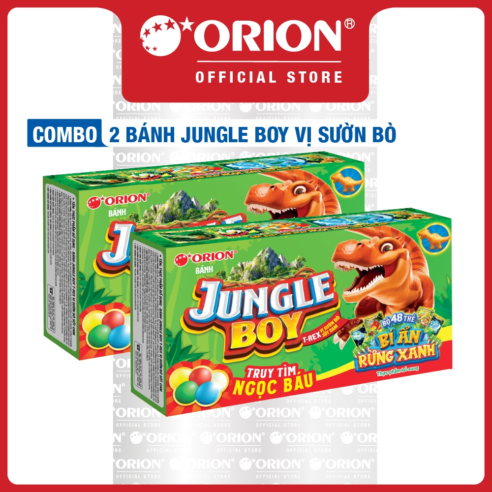 Combo 2 Bánh Khủng Long Jungle Boy Orion vị Sườn Bò Sốt Cam 35g/hộp