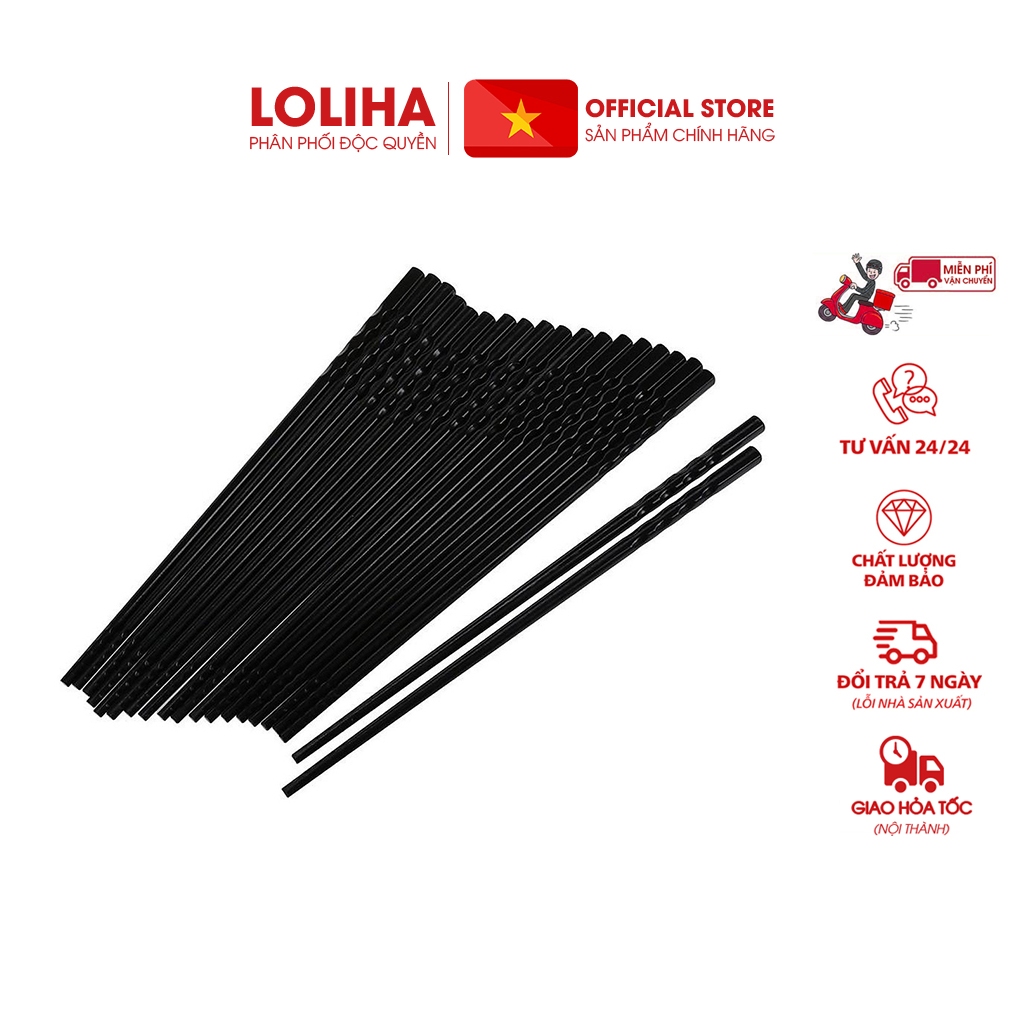 📛FREESHIP📛 Combo 5 Vỉ 10 đôi đũa đen xoắn kháng khuẩn