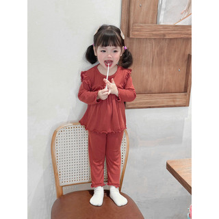 Set 3 bộ dài tay cotton tăm xuất dư mềm cánh tiên bé gái