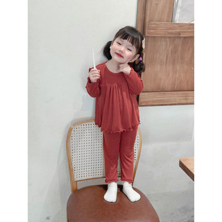 Set 3 bộ dài tay cotton tăm xuất dư mềm cánh tiên bé gái