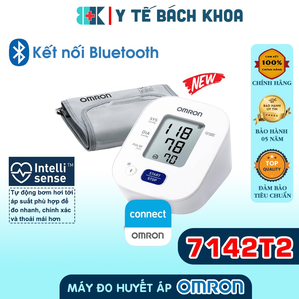 [MẪU MỚI] MÁY ĐO HUYẾT ÁP OMRON HEM-7142T2 - KẾT NỐI BLUETOOTH - BẢO HÀNH 05 NĂM
